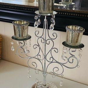 Tall Candle Stand w Crystals